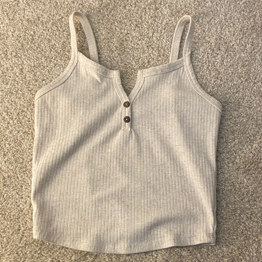 3/$20 Bozzolo Ribbed Henley Tank Top - Cream